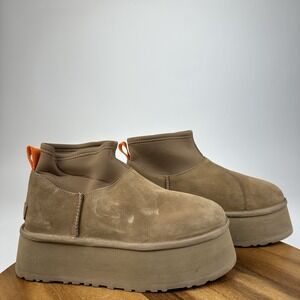 Womens UGG Mini Dipper Chestnut Brown Suede Pull On Platform Boots Size 8 M EUC